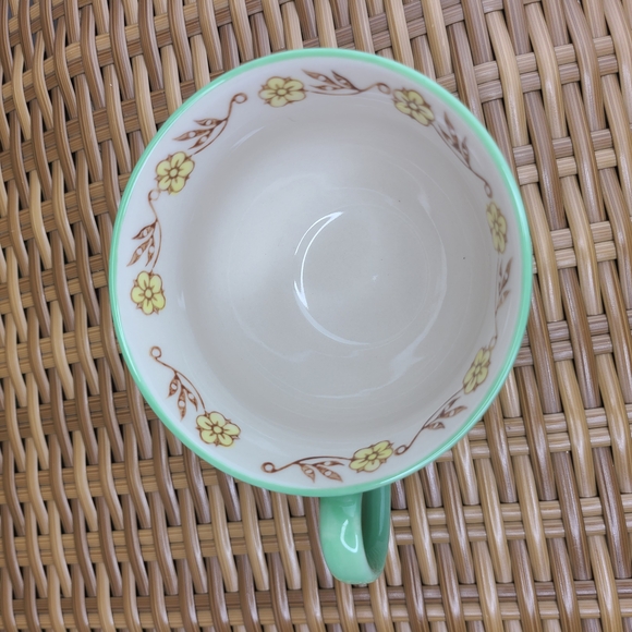 Yokohama Studio Footed Cup Floral Mug Pineapple Green Yellow Hand Painted - Picture 11 of 13